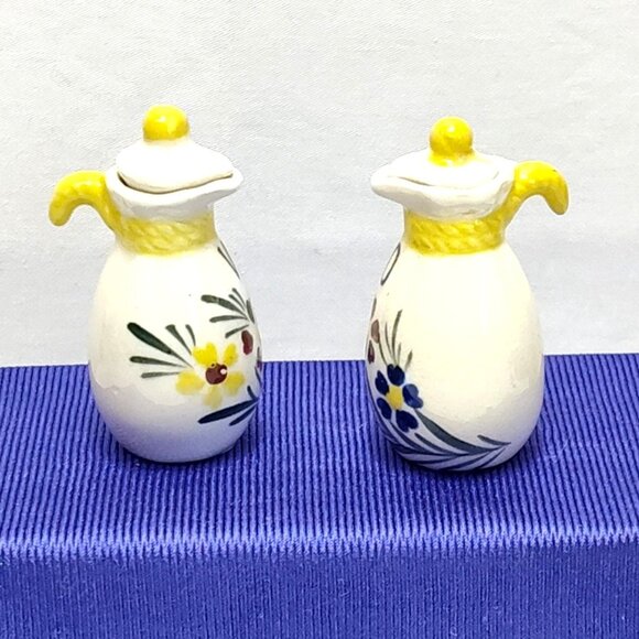 Oil & Vinegar Cruet Set Hand-Painted Ceramic Condiment Set Floral Japan Vintage - Picture 2 of 7
